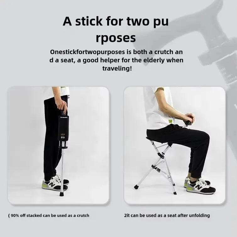 Folding Cane Chair — Lightweight 2-in-1 Walking Stick & Seat