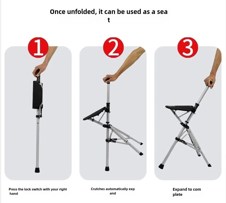 Folding Cane Chair — Lightweight 2-in-1 Walking Stick & Seat