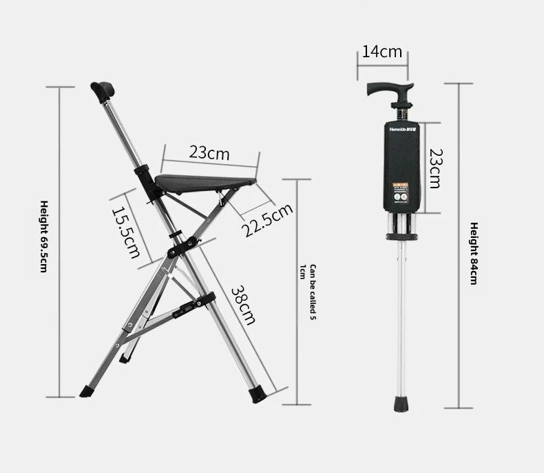 Folding Cane Chair — Lightweight 2-in-1 Walking Stick & Seat
