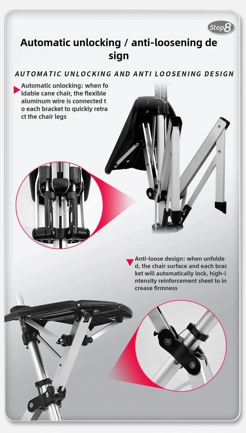 Folding Cane Chair — Lightweight 2-in-1 Walking Stick & Seat