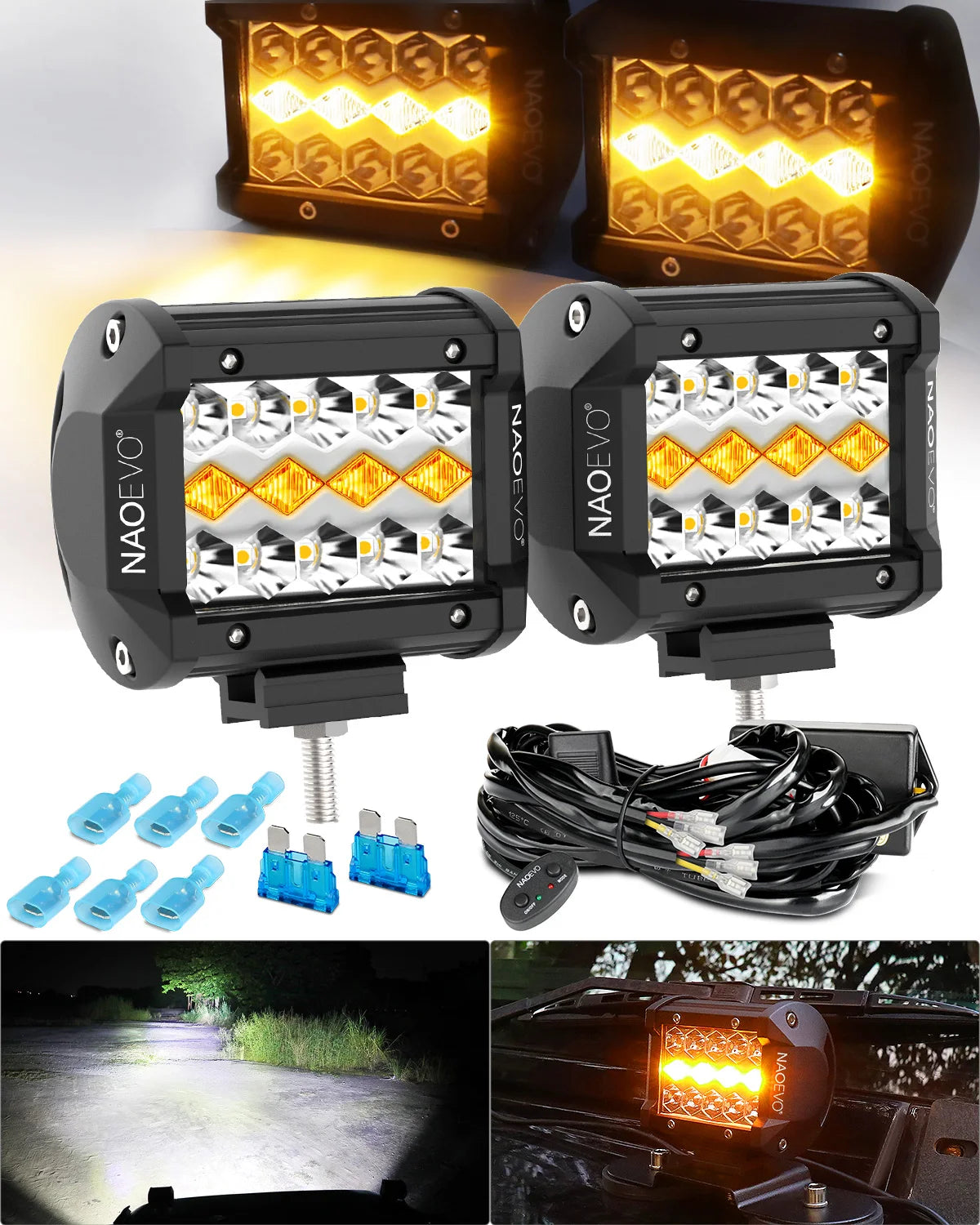 NAOEVO 4" LED Work Light Bar