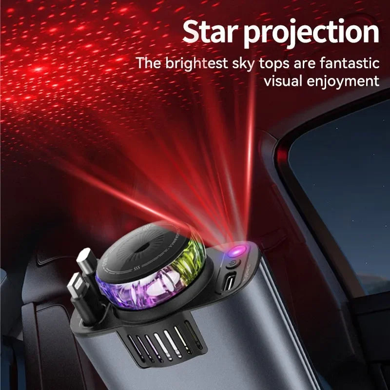 Car Aromatherapy Fast Charger 45W | Retractable Cable & Starry Light Diffuser