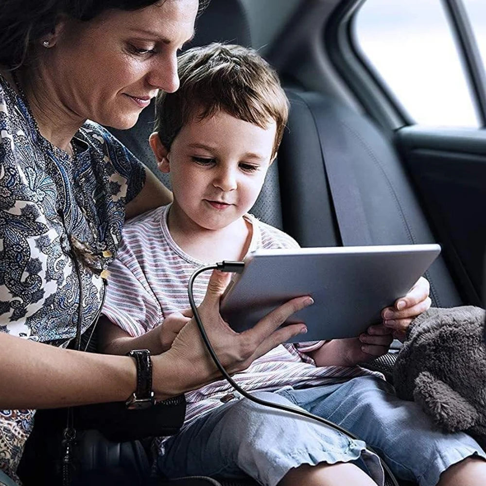 Multi Retractable Backseat Car Charger Headrest Fast Charging Adapter USB-C Android Apple for iPhone Samsung Notebook Accessory