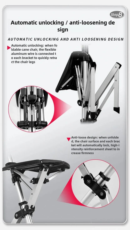 Folding Cane Chair — Lightweight 2-in-1 Walking Stick & Seat