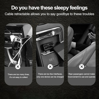 Multi Retractable Backseat Car Charger Headrest Fast Charging Adapter USB-C Android Apple for iPhone Samsung Notebook Accessory