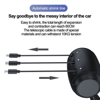Multi Retractable Backseat Car Charger Headrest Fast Charging Adapter USB-C Android Apple for iPhone Samsung Notebook Accessory